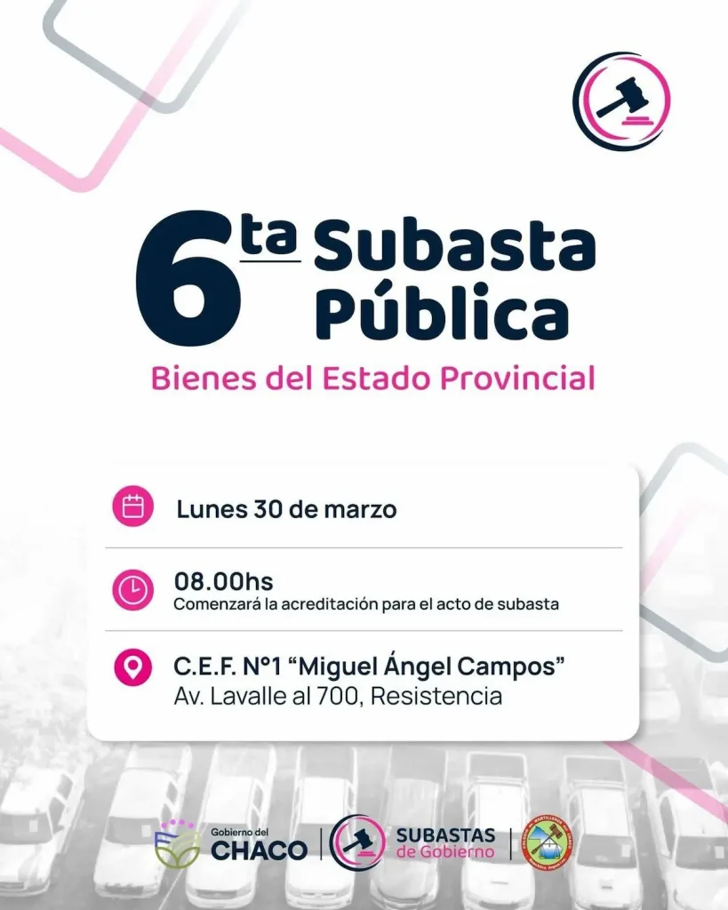 Bienes del Estado: cómo verlos antes del remate en Resistencia